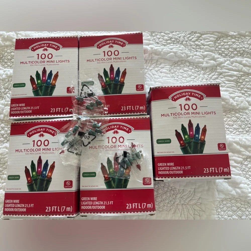 Holiday Time 100 Multicolored Lights Lot Of 5 Boxes